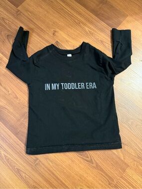 Rabbit Skins Black Long-Sleeve Tee with "In My Toddler Era" Graphic